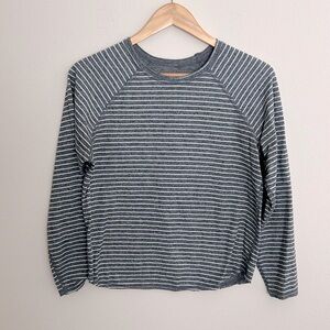 Marine Layer Raglan Reversible stripe top, charcoal, size small